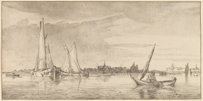 Rivier met Stad door Cornelis Ploos van Amstel