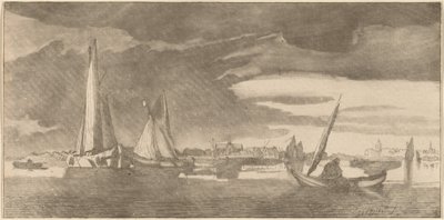Rivier met stad door Cornelis Ploos van Amstel