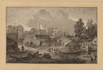 Dorp met vijver door Cornelis Ploos van Amstel