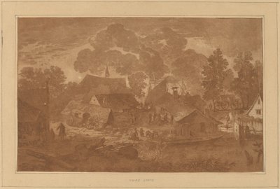 Dorp met Vijver door Cornelis Ploos van Amstel