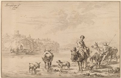 Vrouw Zittend op een Muildier door Cornelis Ploos van Amstel