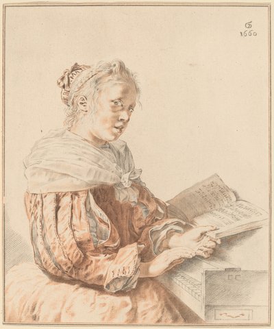 Jong Meisje aan het Klavier door Cornelis Ploos van Amstel