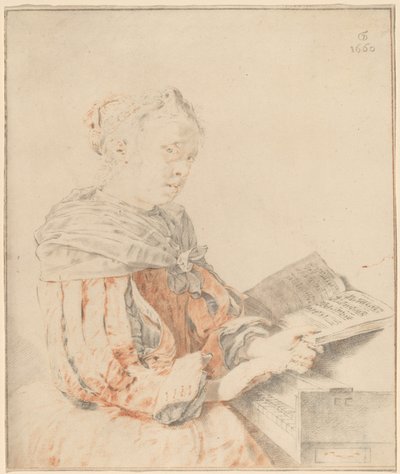 Jong Meisje aan het Klavier door Cornelis Ploos van Amstel