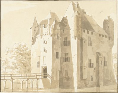 Kasteel Frissestein te Herwijnen, achterzijde door Cornelis Pronk (possibly)