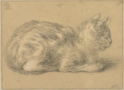 Zittende kat, naar rechts door Cornelis Saftleven (possibly)