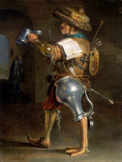 Antropomorf Beeld van een Man (een van een paar) door Cornelis Saftleven