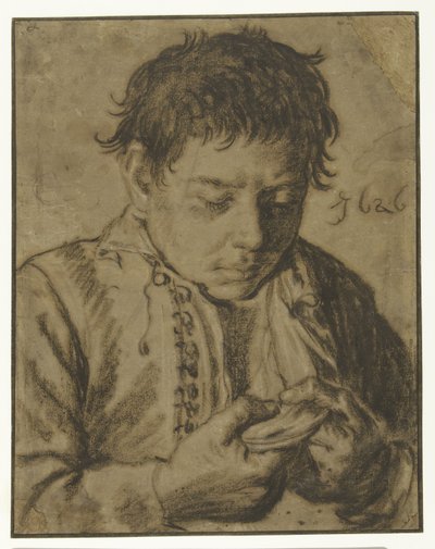 Jongen die vlooien plukt, halflang door Cornelis Saftleven