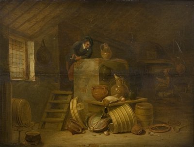 Interieur van een keuken door Cornelis Saftleven