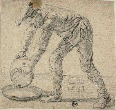 Man met een vat door Cornelis Saftleven