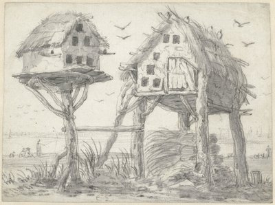 Twee duiventillen door Cornelis Saftleven