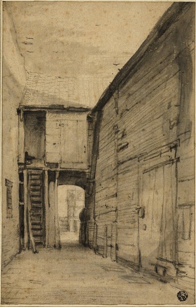 Binnenplaats van een oud huis door Cornelis Saftleven