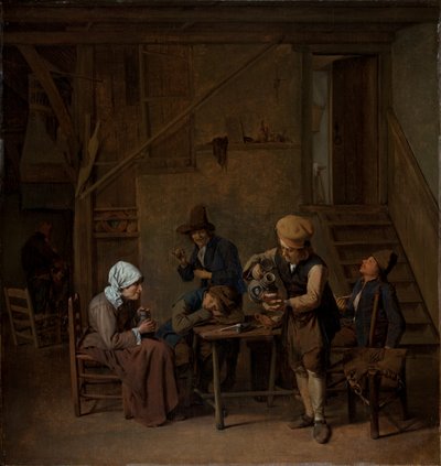 Boeren in een interieur door Cornelis Schaeck