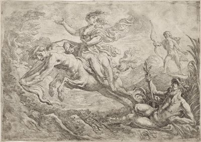Nessus wordt getroffen door de gifpijl van Hercules door Cornelis Schut (I)