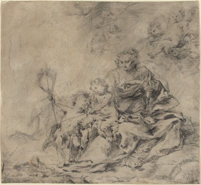 De Maagd en het Kind met Johannes de Doper door Cornelis Schut I