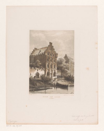 Huizen langs het water door Cornelis Springer