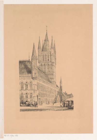 Lakenhalle van Ieper door Cornelis Springer