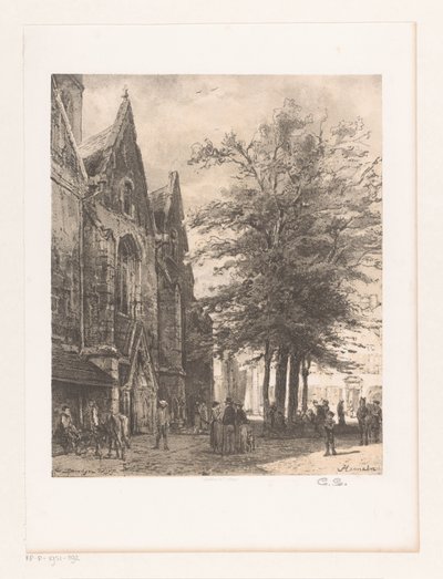 Mensen voor Marktkerk te Hamelen door Cornelis Springer