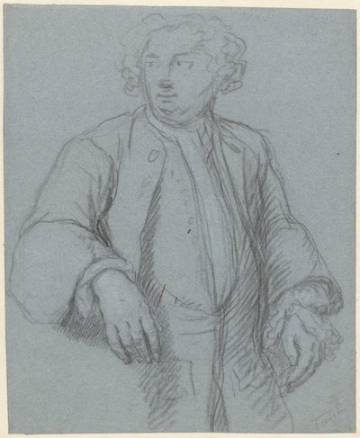 Portret van een onbekende man met lange jas, driekwart naar links door Cornelis Troost (attributed to)