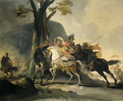 Alexander de Grote bij de Slag aan de Granicus tegen de Perzen door Cornelis Troost