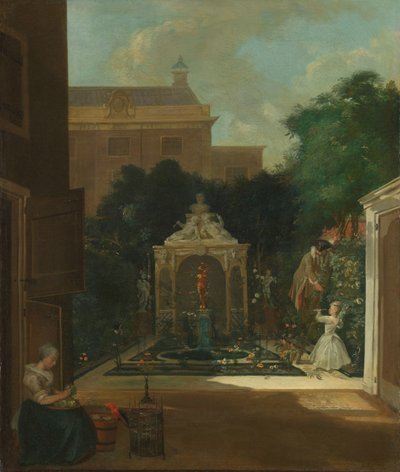 Een Amsterdamse stadstuin door Cornelis Troost