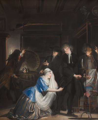 Valse Deugd Ontdekt: De Ontdekking van Volkert in de Wasmand, 1739 door Cornelis Troost