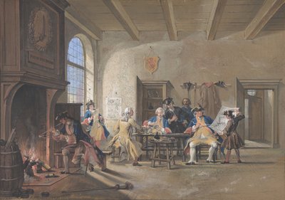 Wachtruimte scène, 1744 door Cornelis Troost