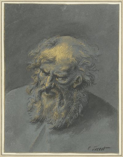 Kop van een oude man met baard (een apostel of filosoof) door Cornelis Troost