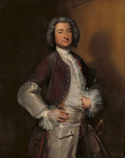 Portret van Isaac Sweers, Hoofdambtenaar van Amsterdam en Gouverneur van de VOC door Cornelis Troost