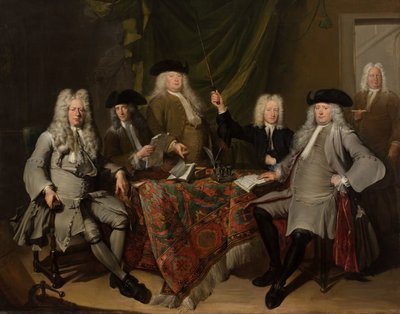 Portret van de inspecteurs van het Collegium Medicum door Cornelis Troost