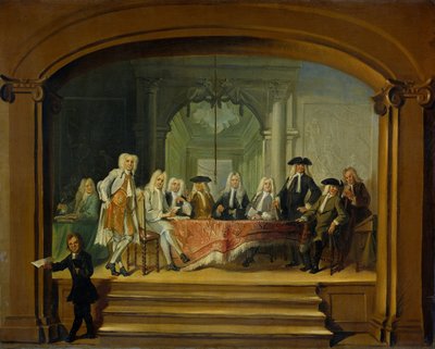 Regenten van het Aalmoezeniersweeshuis in Amsterdam, 1729 door Cornelis Troost