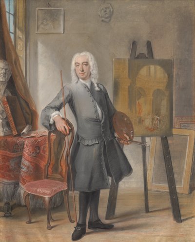 Zelfportret, 1745 door Cornelis Troost