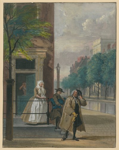 Scène uit een blijspel ("De ontdekte Schijndeugd" van Lingelbach) door Cornelis Troost