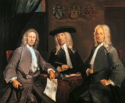 Drie regenten van het Chirurgijnsgilde in Amsterdam door Cornelis Troost