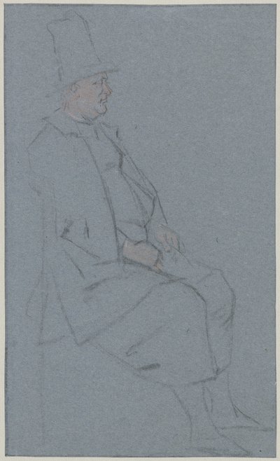 Zittende kwaker, profiel naar rechts door Cornelis Troost