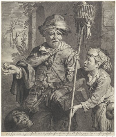 De rattenvanger met zijn knecht door Cornelis Visscher (II)