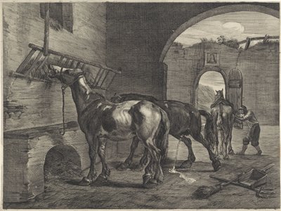 Paardenstal door Cornelis Visscher (II)