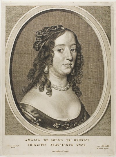 Amalia van Solms, vrouw van Frederik Henry, uit Negen Portretten door Cornelis Visscher