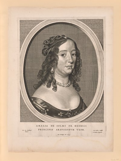Amalia van Solms, vrouw van Frederik Henry, uit Negen Portretten door Cornelis Visscher