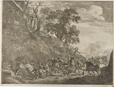 Aanval op een konvooi door Cornelis Visscher