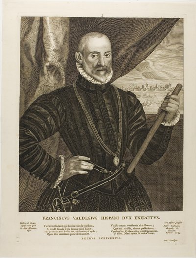 Francisco Valdes, Spaanse commandant, plaat 1 uit Quatuor Personae door Cornelis Visscher