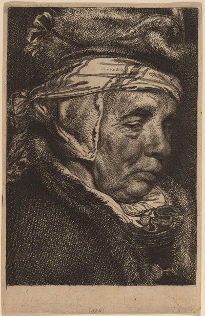 Hoofd van een Oude Vrouw (Moeder van Visscher) door Cornelis Visscher