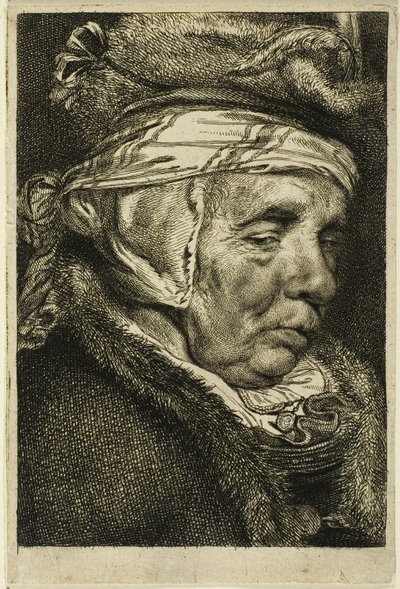 Hoofd van een oude vrouw door Cornelis Visscher