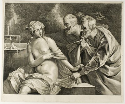 Susanna en de ouderlingen, uit Cabinet Reynst door Cornelis Visscher
