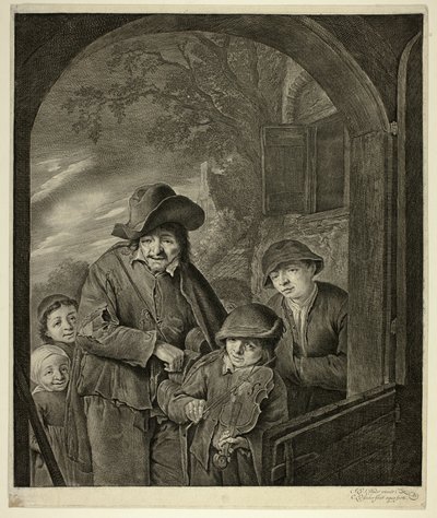De draailierspeler door Cornelis Visscher