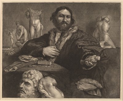 Andrea Odoni door Cornelis Visscher after Lorenzo Lotto