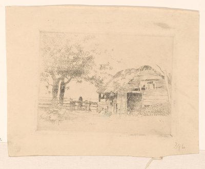 Oude schuur met rieten dak door Cornelis Vreedenburgh