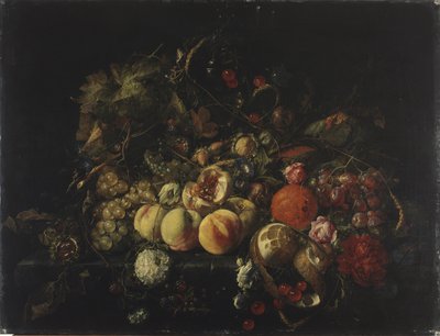 Stilleven met bloemen en fruit door Cornelis de Heem