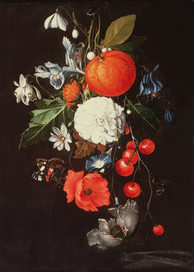 Stilleven met fruit en bloemen door Cornelis de Heem