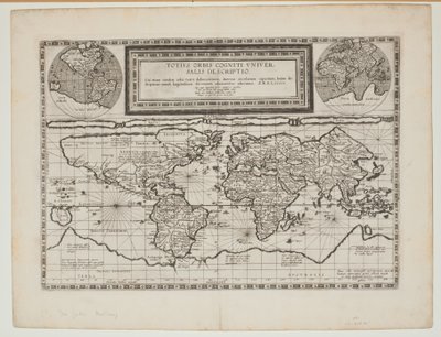 Totius Orbis Cogniti Universalis Descriptio, Antwerpen, 1593 door Cornelis de Jode