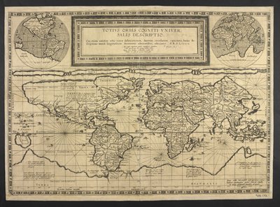 Wereldkaart, Totius Orbis cognier universalis descriptio door Cornelis de Jode